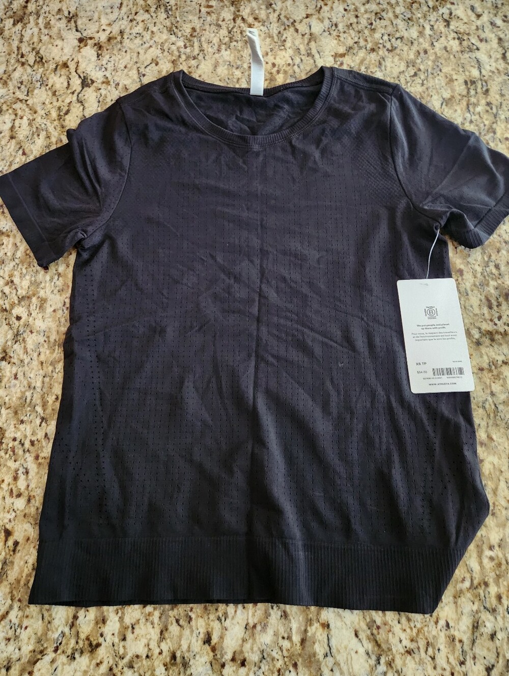 Athleta Black Short-Sleeve  In Motion Performance Tee